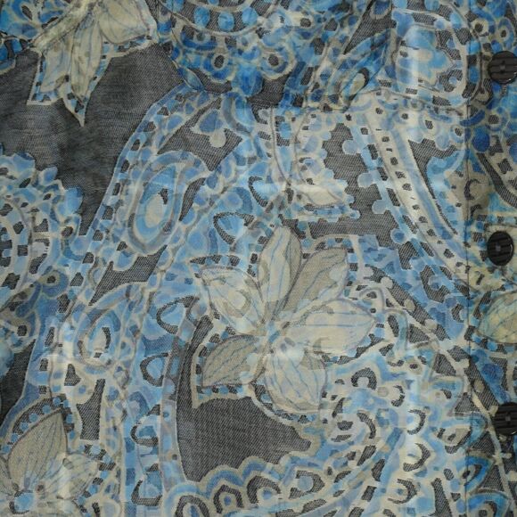 Bamboo Traders Blouse Womens Large Brown Floral Sheer Linen Blend Burnout Top - Picture 8 of 9